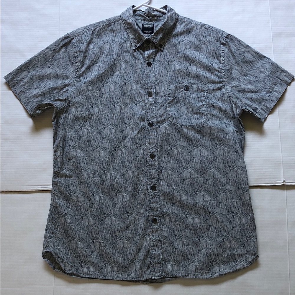 Todd Snyder Short Sleeve Button-down Cotton Shirt Size L Blue/cream